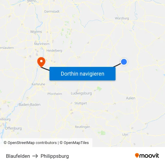 Blaufelden to Philippsburg map