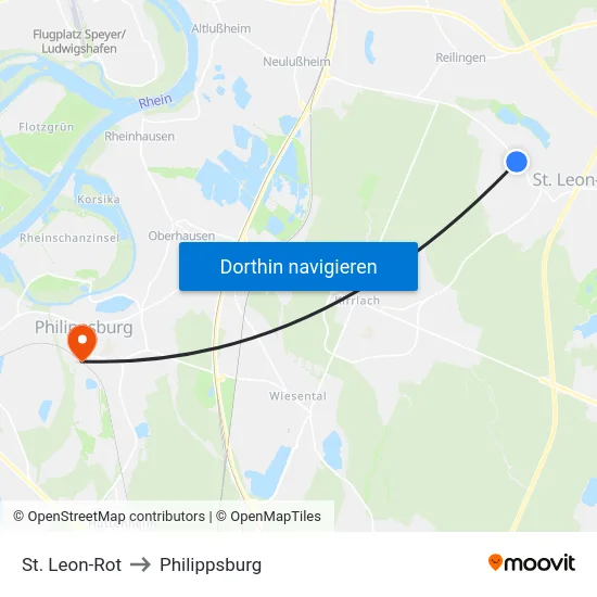 St. Leon-Rot to Philippsburg map