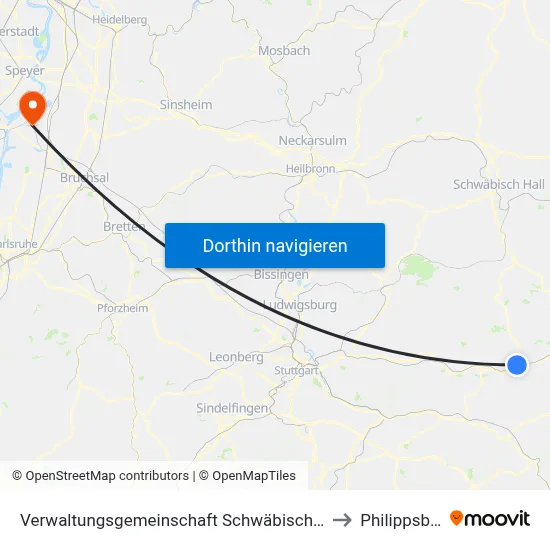 Verwaltungsgemeinschaft Schwäbisch Gmünd to Philippsburg map
