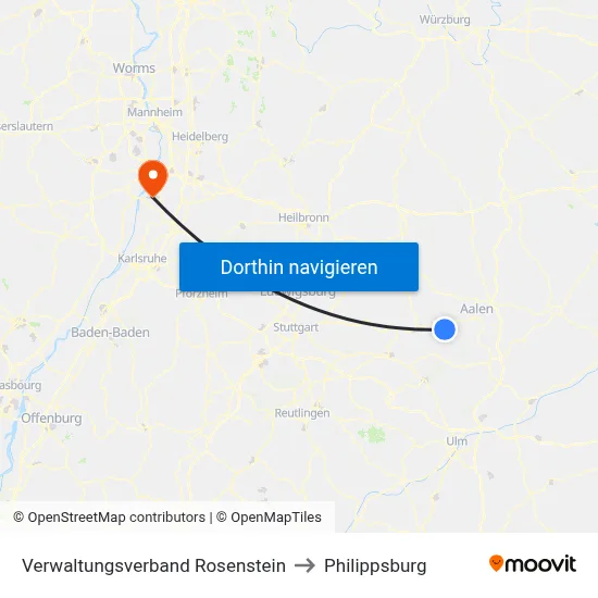 Verwaltungsverband Rosenstein to Philippsburg map