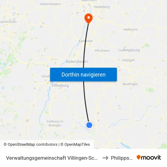 Verwaltungsgemeinschaft Villingen-Schwenningen to Philippsburg map