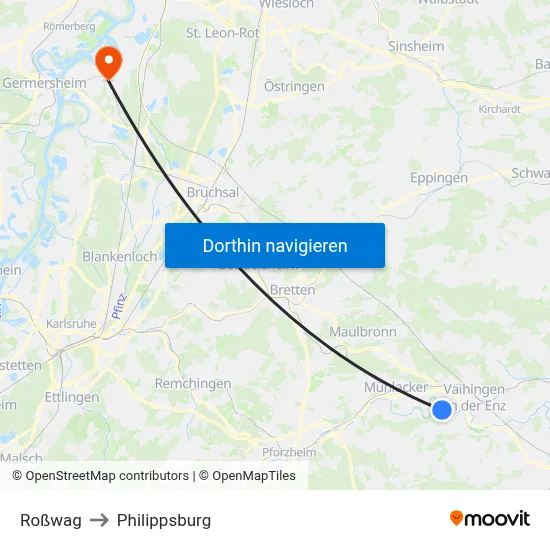 Roßwag to Philippsburg map