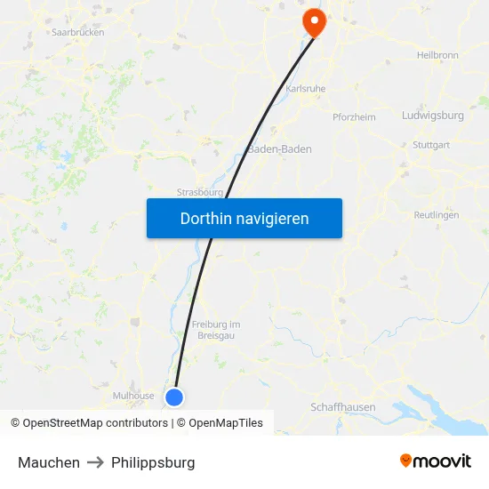 Mauchen to Philippsburg map