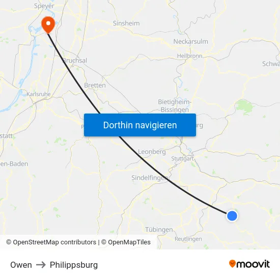 Owen to Philippsburg map