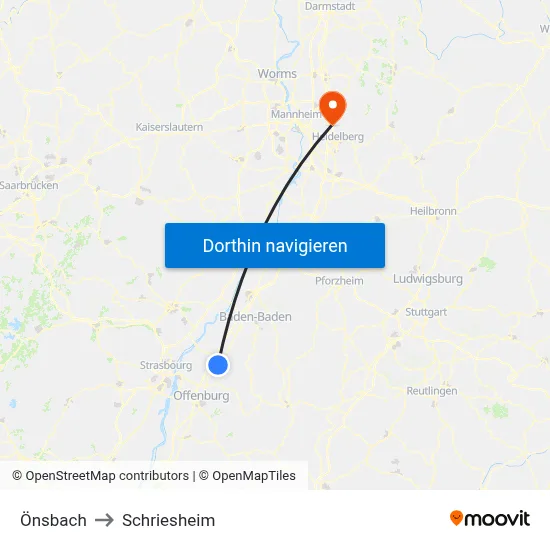 Önsbach to Schriesheim map