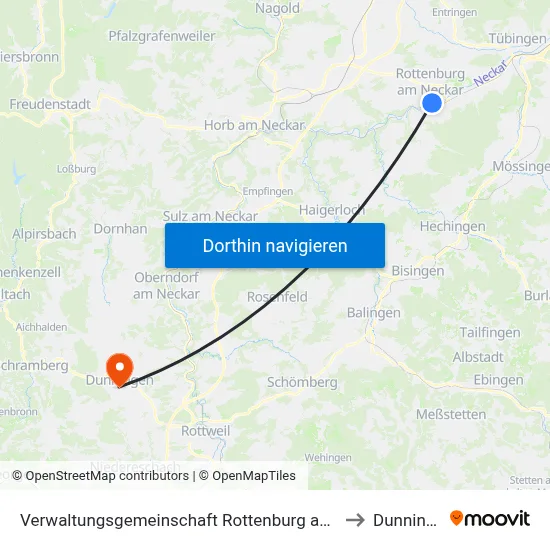 Verwaltungsgemeinschaft Rottenburg am Neckar to Dunningen map