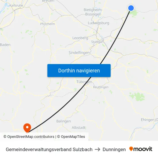 Gemeindeverwaltungsverband Sulzbach to Dunningen map