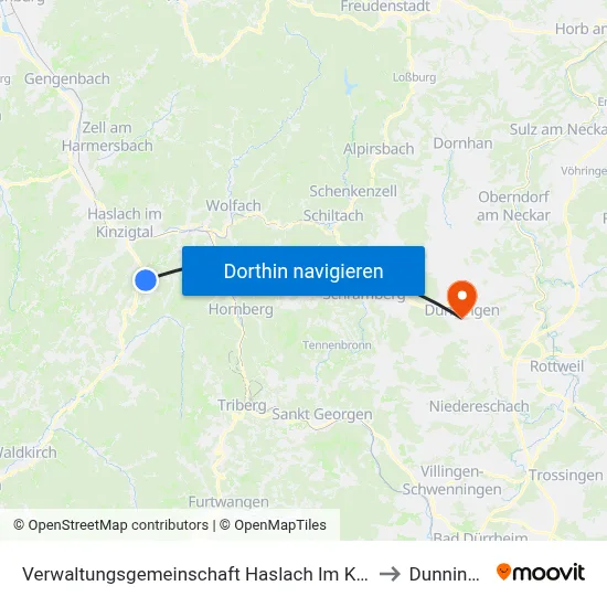 Verwaltungsgemeinschaft Haslach Im Kinzigtal to Dunningen map