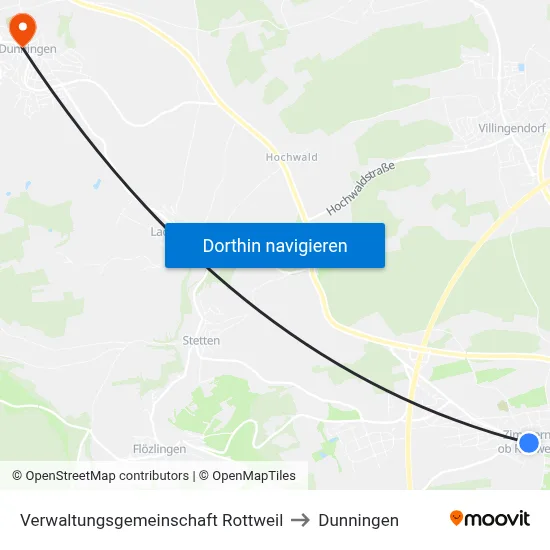 Verwaltungsgemeinschaft Rottweil to Dunningen map