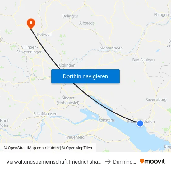 Verwaltungsgemeinschaft Friedrichshafen to Dunningen map