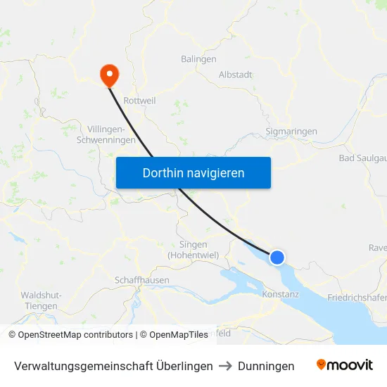 Verwaltungsgemeinschaft Überlingen to Dunningen map