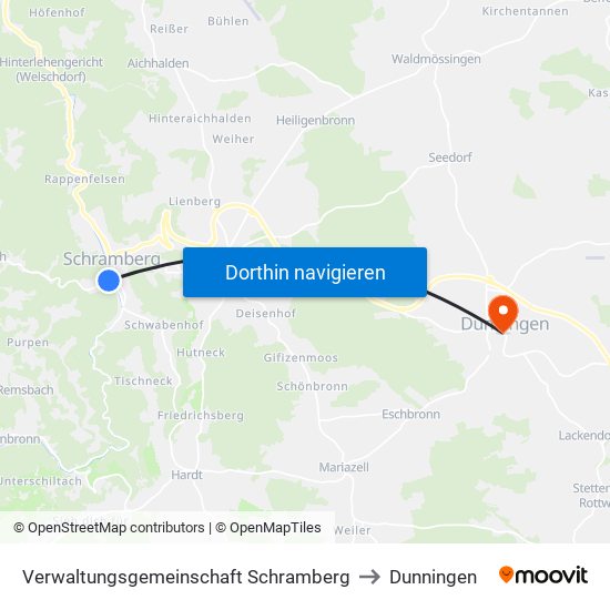 Verwaltungsgemeinschaft Schramberg to Dunningen map