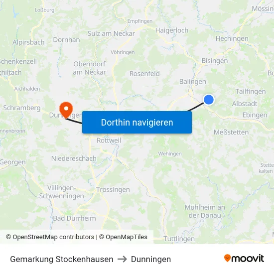 Gemarkung Stockenhausen to Dunningen map
