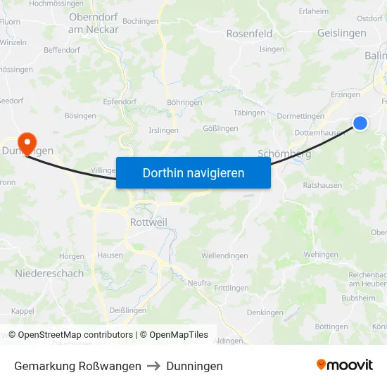Gemarkung Roßwangen to Dunningen map