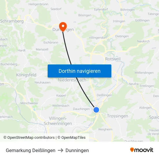 Gemarkung Deißlingen to Dunningen map