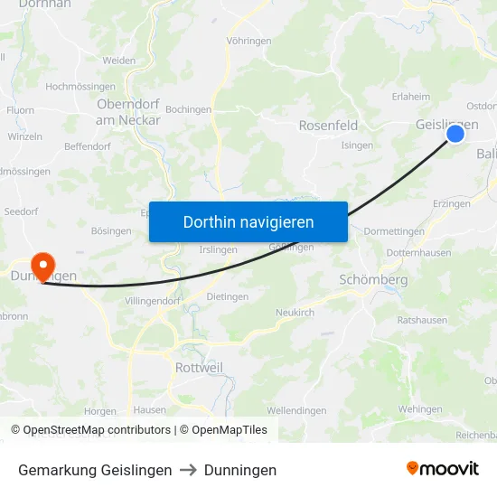 Gemarkung Geislingen to Dunningen map