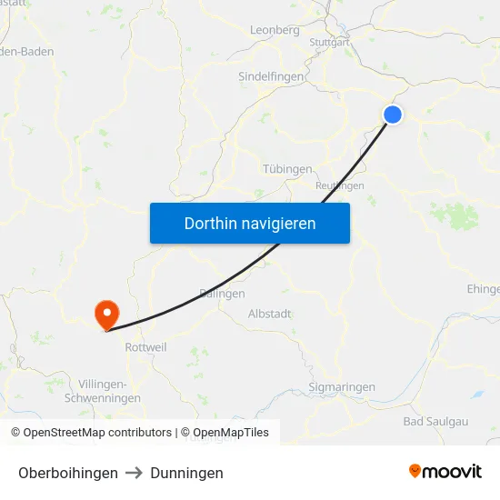 Oberboihingen to Dunningen map