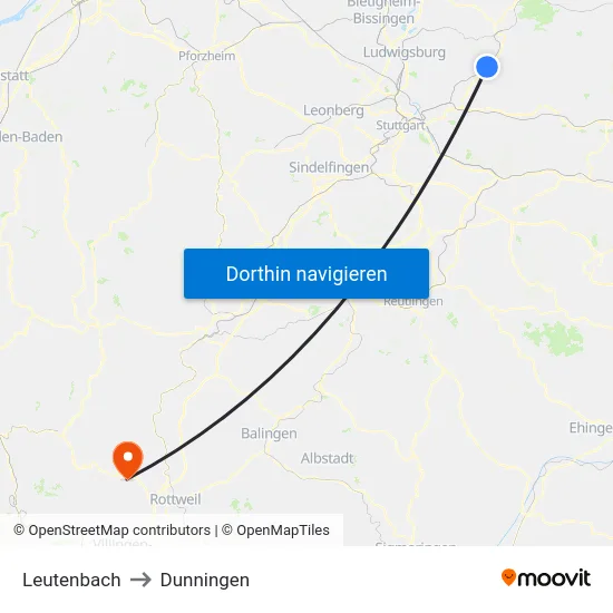 Leutenbach to Dunningen map