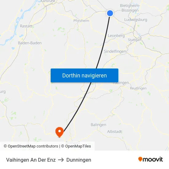 Vaihingen An Der Enz to Dunningen map