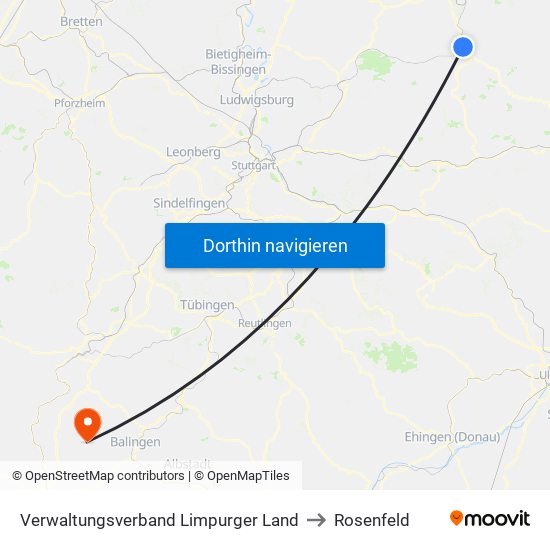 Verwaltungsverband Limpurger Land to Rosenfeld map
