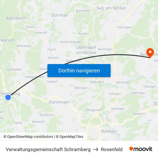 Verwaltungsgemeinschaft Schramberg to Rosenfeld map