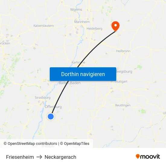 Friesenheim to Neckargerach map