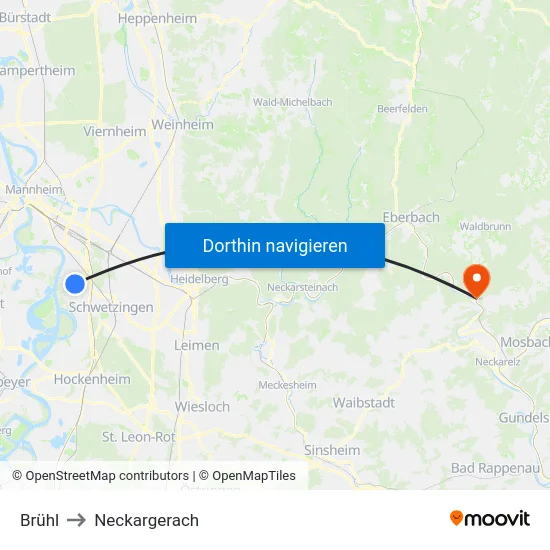 Brühl to Neckargerach map