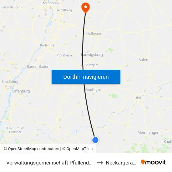 Verwaltungsgemeinschaft Pfullendorf to Neckargerach map