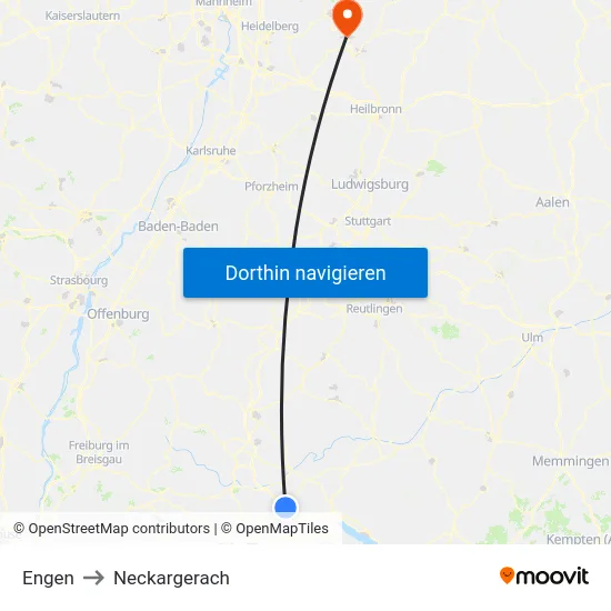 Engen to Neckargerach map