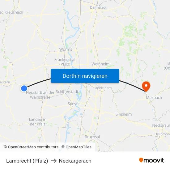 Lambrecht (Pfalz) to Neckargerach map