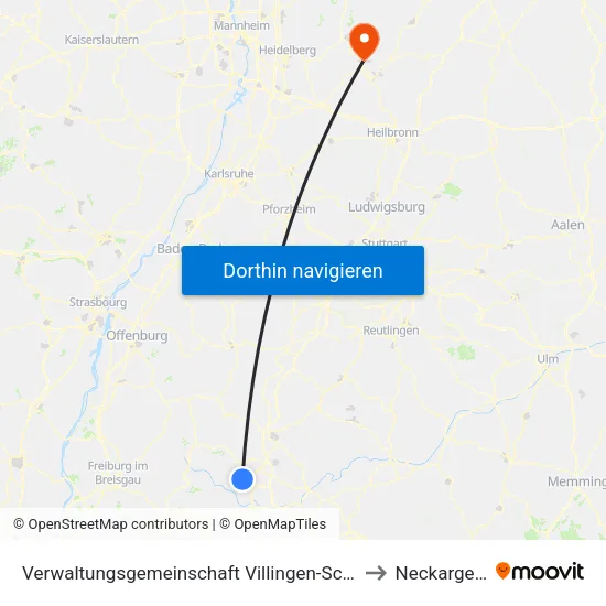Verwaltungsgemeinschaft Villingen-Schwenningen to Neckargerach map