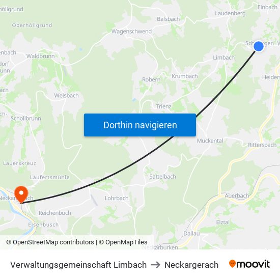 Verwaltungsgemeinschaft Limbach to Neckargerach map