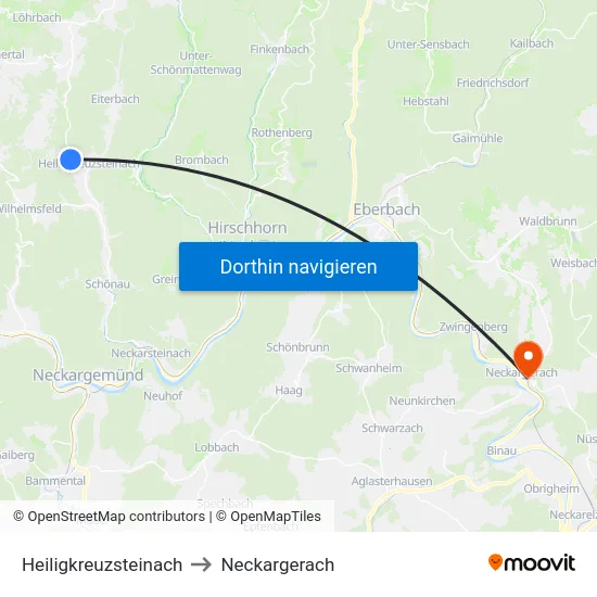 Heiligkreuzsteinach to Neckargerach map