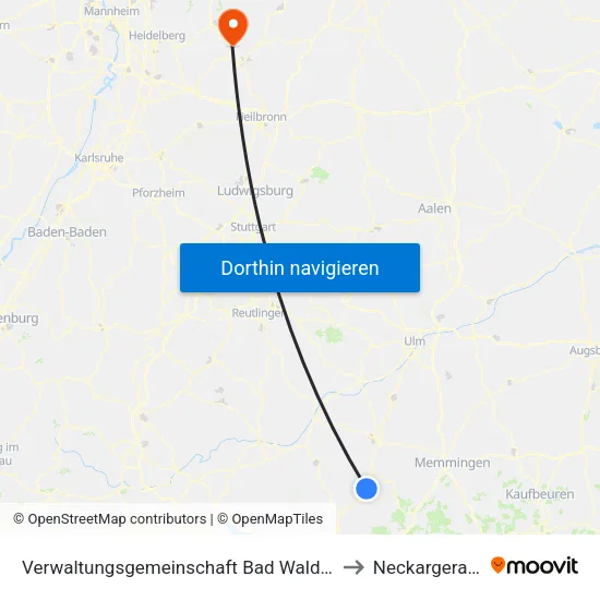 Verwaltungsgemeinschaft Bad Waldsee to Neckargerach map