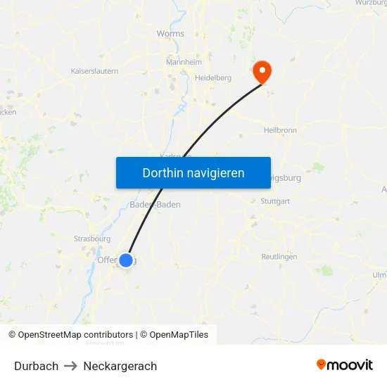 Durbach to Neckargerach map