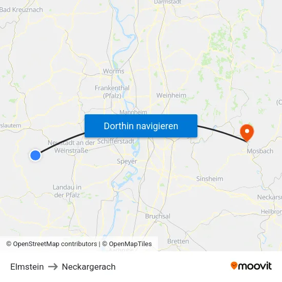 Elmstein to Neckargerach map