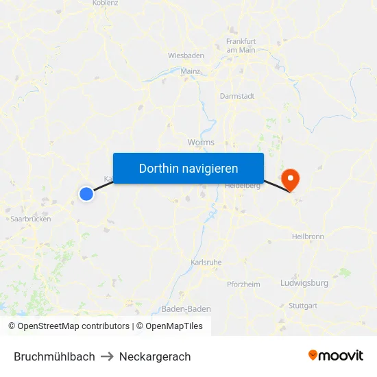 Bruchmühlbach to Neckargerach map
