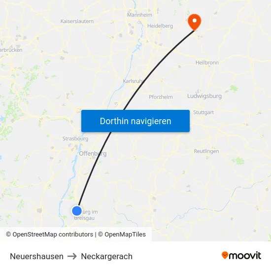 Neuershausen to Neckargerach map
