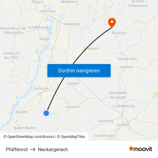 Pfaffenrot to Neckargerach map