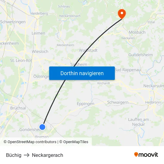 Büchig to Neckargerach map