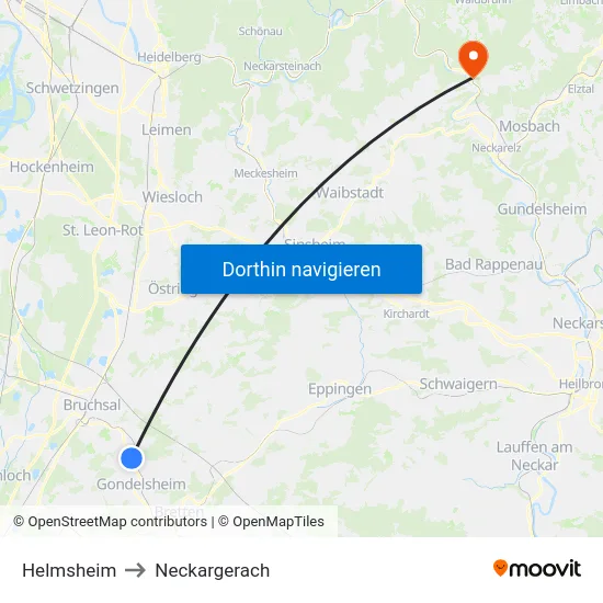 Helmsheim to Neckargerach map