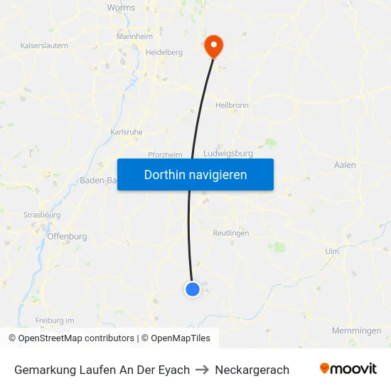 Gemarkung Laufen An Der Eyach to Neckargerach map