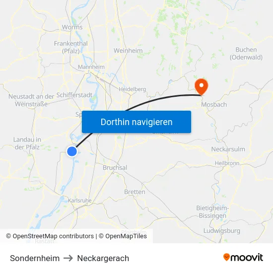 Sondernheim to Neckargerach map