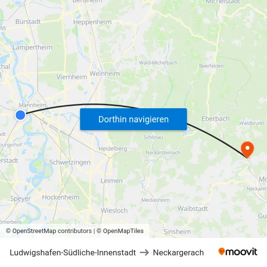 Ludwigshafen-Südliche-Innenstadt to Neckargerach map