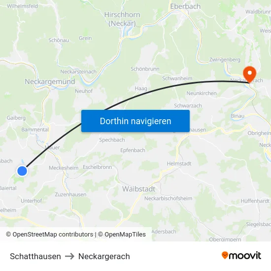 Schatthausen to Neckargerach map