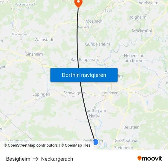 Besigheim to Neckargerach map