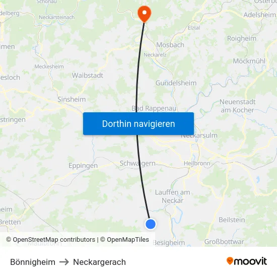 Bönnigheim to Neckargerach map