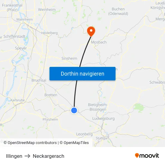 Illingen to Neckargerach map