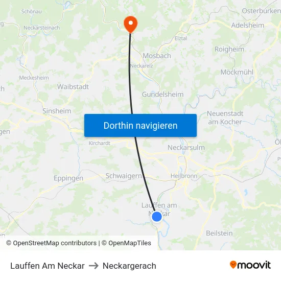Lauffen Am Neckar to Neckargerach map