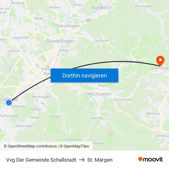 Vvg Der Gemeinde Schallstadt to St. Märgen map